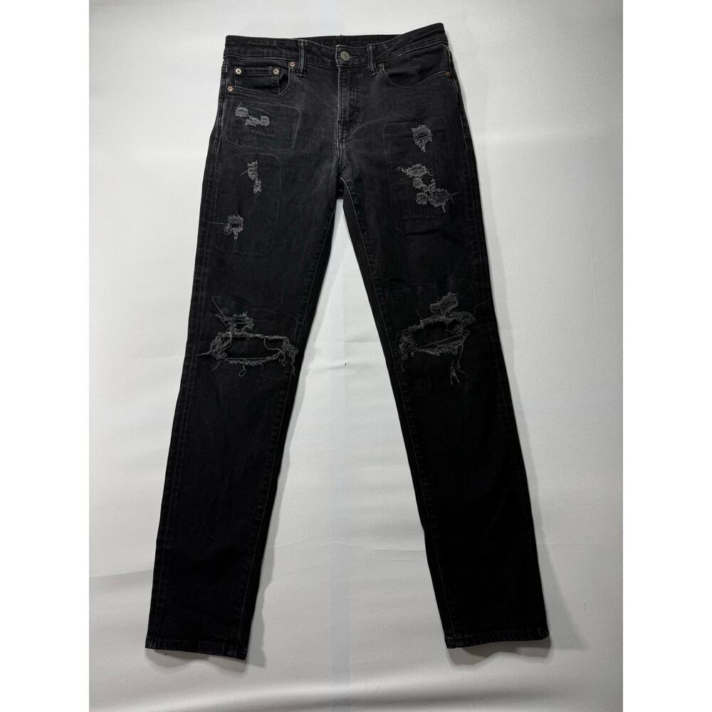 American Eagle Men's Distressed Athletic Fit Black Jeans - Size 31x31.5*